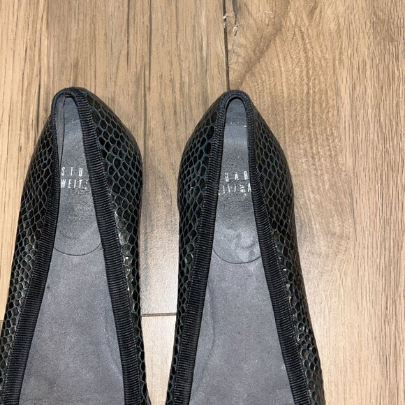 Stuart Weitzman Black Snakeskin Textured Ballet Flats. 7.5 Womens - Picture 3 of 7